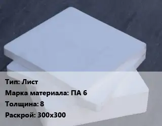 Капролон плита Лист ПА 6 s=8 300х300